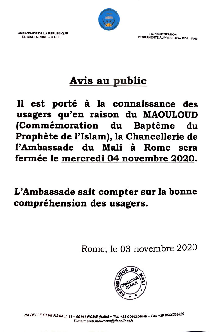 Avis Maouloud 2020
