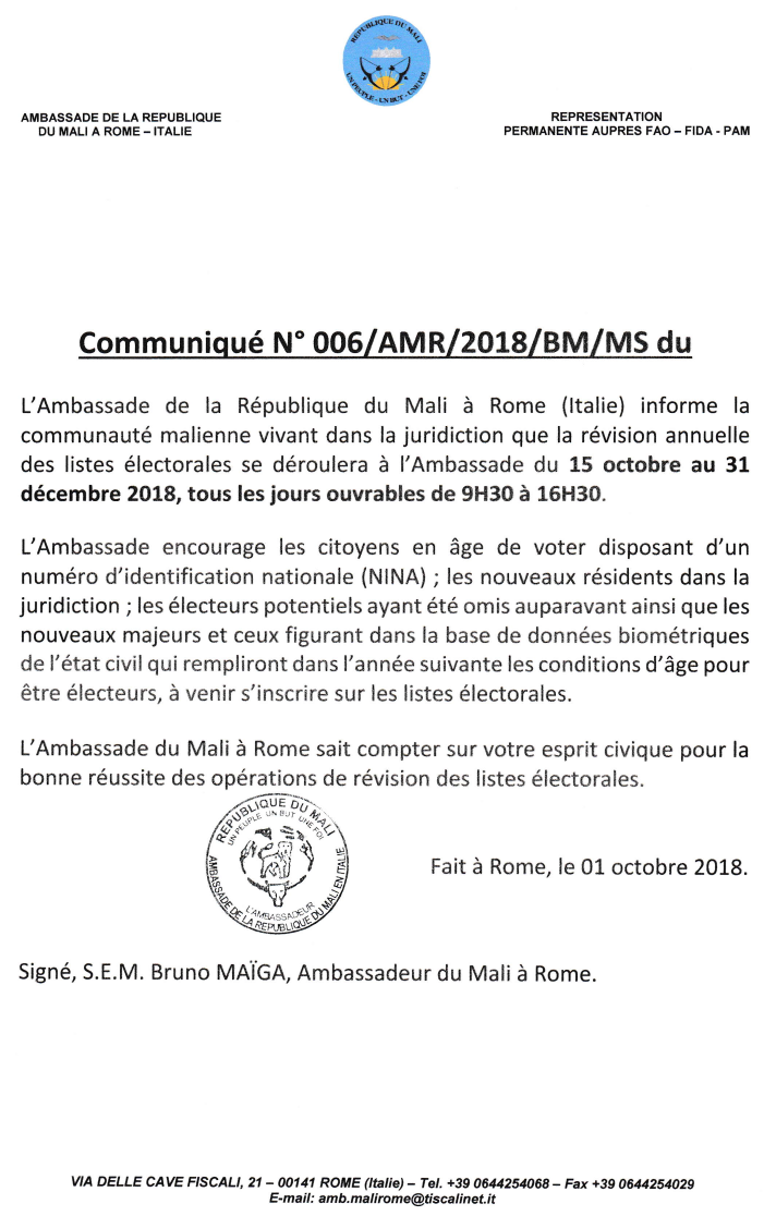 Communique6 revision 2018 des listes electorales