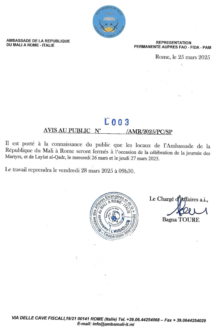 Avis journée des Martyrs et Laylat al-Qadr 26 et 27 mars 2025