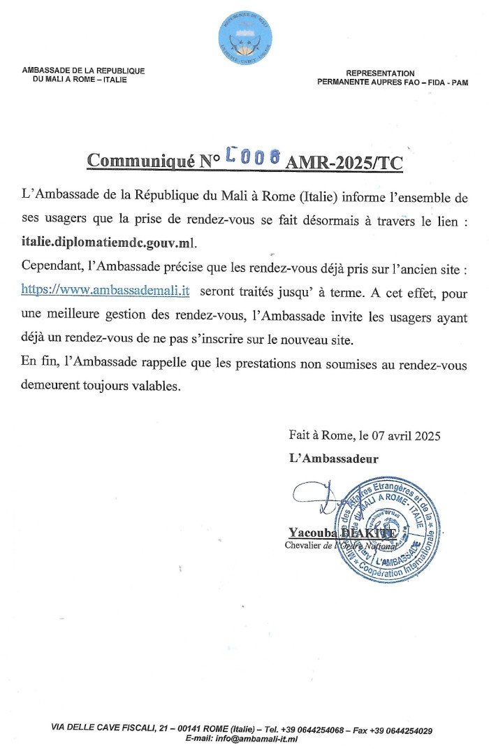 Communiqué lien rendez-vous